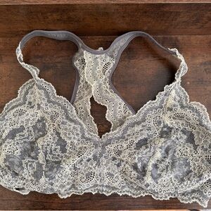 Lace Bralette in Gray and Cream